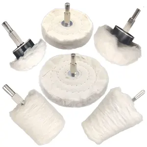 6/17pcs Buffing Wheel for Drill,Buffing Pad Polishing Wheel Kits,Wheel Shaped Polishing Tool for Metal Aluminum,Stainless Steel,Chrome,Jewelry,Wood,Plastic,Ceramic,Glass,etc  Car  Cleaning Tools Soft Cotton Wool Surfaces Make Smoother