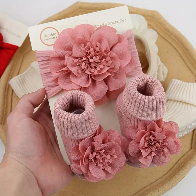 Girls' Polyester Big Floral Headbands - 2pcs/Set, Flower Hair Accessories, Children, Hairstyle Accessory, Cute, Fashion