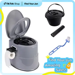 Tall and Spacious Extra Large Portable Travel Toilet - Hygienic Camping Toilet with Lid for Car, Hiking, Beach, and Outdoor Adventures