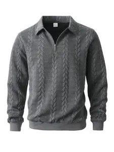 Men's Fall Winter Outfits Knitwear Knitted Polo Neck LongSleeve Sweatshirt for Daliy Wear, Old Money ZipperHalf Button Design, Casual Versatile Trendy SimplePullover,Essential for Man's Wardrobe.