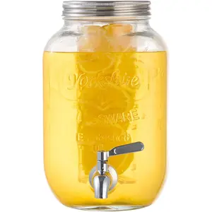 1 Gallon Glass Beverage Dispenser with 100% Leakproof Stainless Steel Spigot and Fruit Infuser for Parties Lemonade Sun Tea