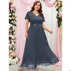 Dress Party Chiffon Butterfly Lace Contrast MIUSOL Plus Floral Sleeve Formal Evening