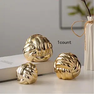 Ball Of Yarn Shaped Ceramic Ornament, 1 Count Creative Luxury Style Decorative Ornament, Desktop Decoration for Home Office, Home Decor Supplies, Modern Home Decoration, Trendy Desktop Ornaments, Decor Figurine Ornaments