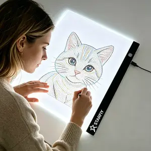 StarFiy A3 40x33cm LED Scale Diamond Painting Board with Double Light Strip USB Powered Translucent Drawing Mat for Anime Sketching & Diamond Painting