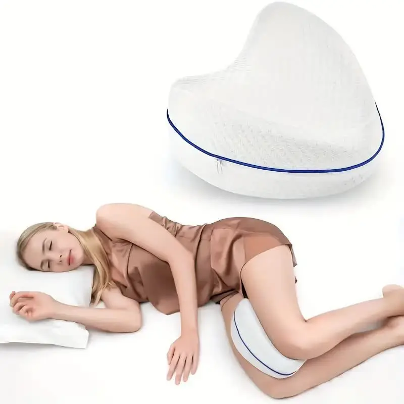1pc Leg & Knee Pillow for Side Sleepers - Memory Foam Knee Pillow with Strap for Side Sleeper, Body Support Relaxation Leg Support Cushion with Removable and Washable Cover