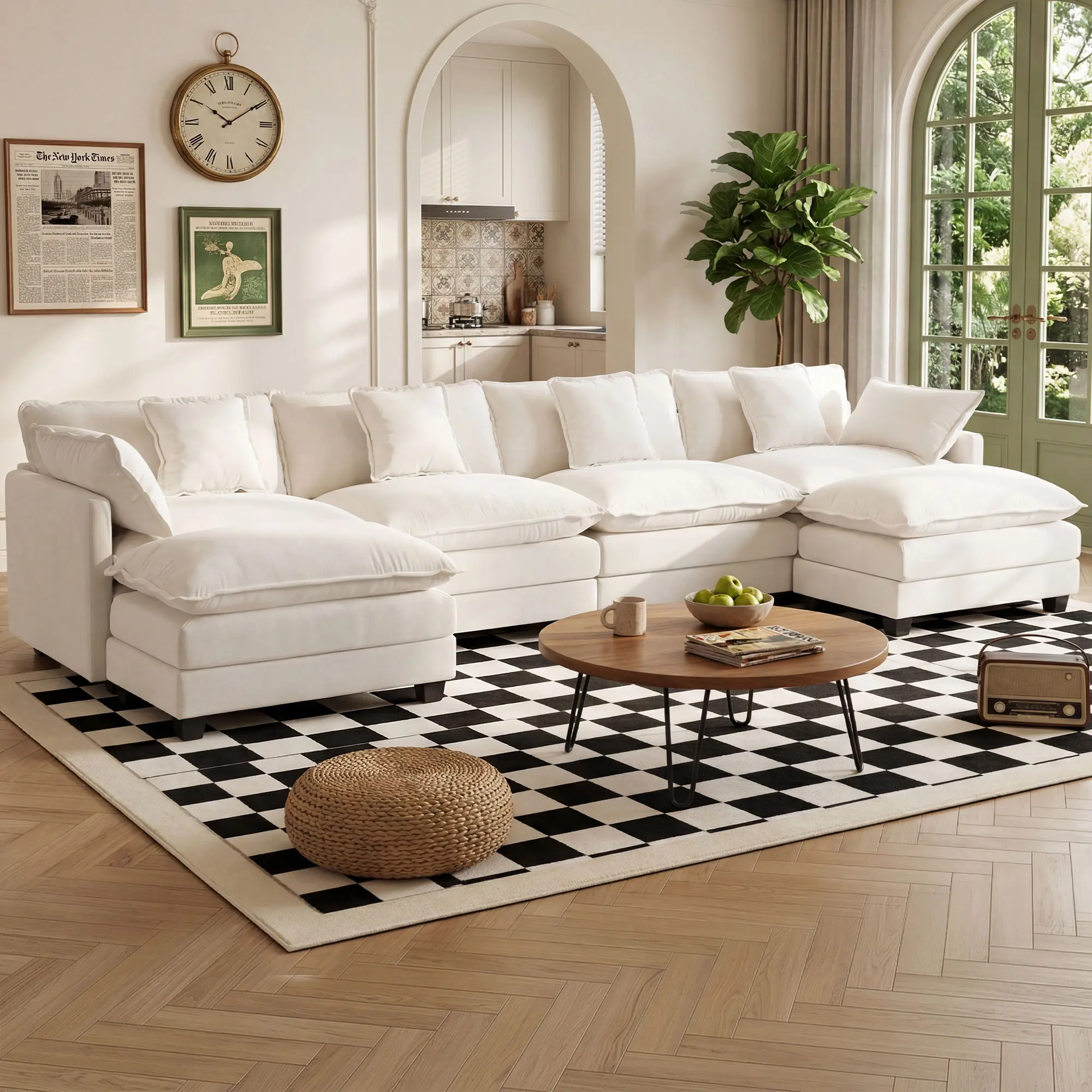 GuroMagicSofa 76.7-146.5 Inch Modular Couch Sectionals with Ottoman, Big Comfy Cloud Couches, L/U Shaped 2-6 Seats Modular Sectional Sofa, Modern Cloud Sectional Couches for Living Room, Deep Seat Sofa Cozy Sofa Contemporary Upholstered