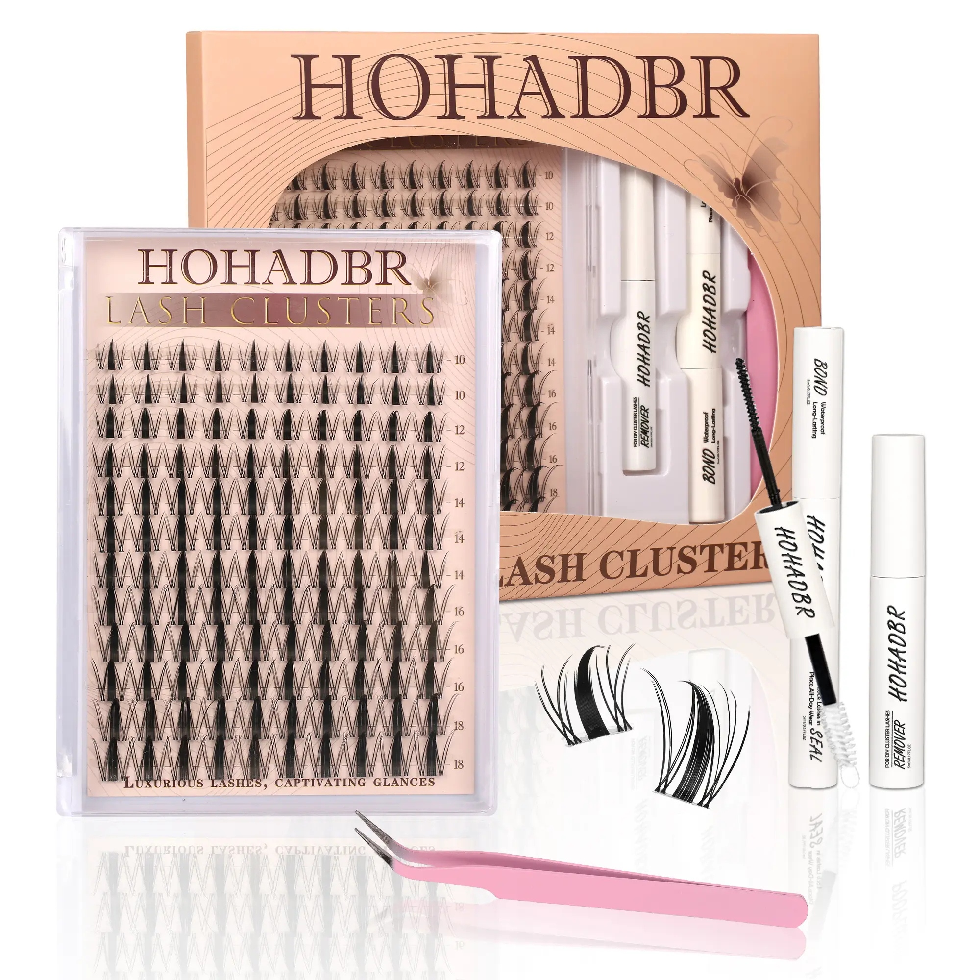 Fairy Lash Manga Clusters Kit Natural Individual Lashes Wispy Eyelash Extensions 8-16mm  Lash Extension Kit Lash Bond and Seal Waterproof, Lash Applicator, Thick False Eyelashes Kit