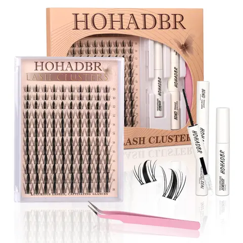 Fairy Lash Manga Clusters Kit Natural Individual Lashes Wispy Eyelash Extensions 8-16mm  Lash Extension Kit Lash Bond and Seal Waterproof, Lash Applicator, Thick False Eyelashes Kit,familyfun