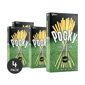4 Pack GLICO POCKY Matcha Chocolate Biscuit Sticks 2.47 oz Each - Japanese Green Tea Snack
