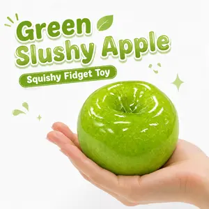 ASMR Green Apple Squishy Stress Balls Sensory Fidget Toy, Handmade Green Slushy Apple Squishy Fidget Toy Cute Novelty Stress Relief Fruit