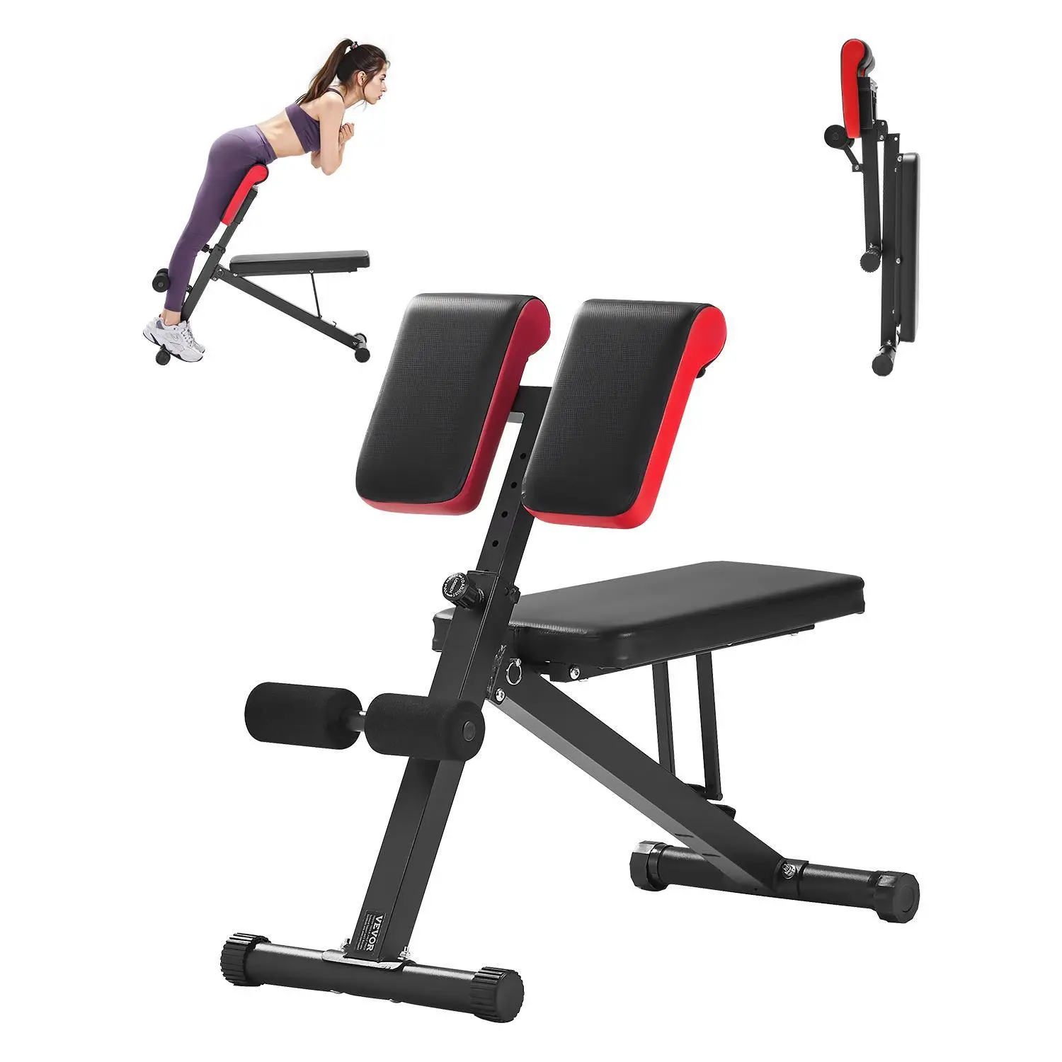 【Summerfinds】VEVOR Adjustable Foldable Multi-Functional Weight Bench - Unisex Home Gym Equipment, Adjustable Workout Benches, Back Extension Machine for Full Body, Back, Arm, Core Ab, Hamstrings Workouts (330 lbs Capacity)
