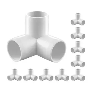 fathersdaygift VEVOR 3-Way PVC Fittings, 1-inch PVC Pipe Joints Elbow Connector, 10-Pack Furniture Grade PVC Tee Fittings for DIY Storage Rack, Animal Cage, Pool or Garden Support Frame, Impact Weather-Resistant