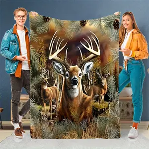 A Cozy And Unique Fleece Blanket Featuring an Elegant Deer Herd Theme in The Forest, Stylish, Soft, And Warm, Making It a Versatile Gift Suitable for All Seasons. Perfect for Use on Sofas, Beds, in The Office, And While Traveling