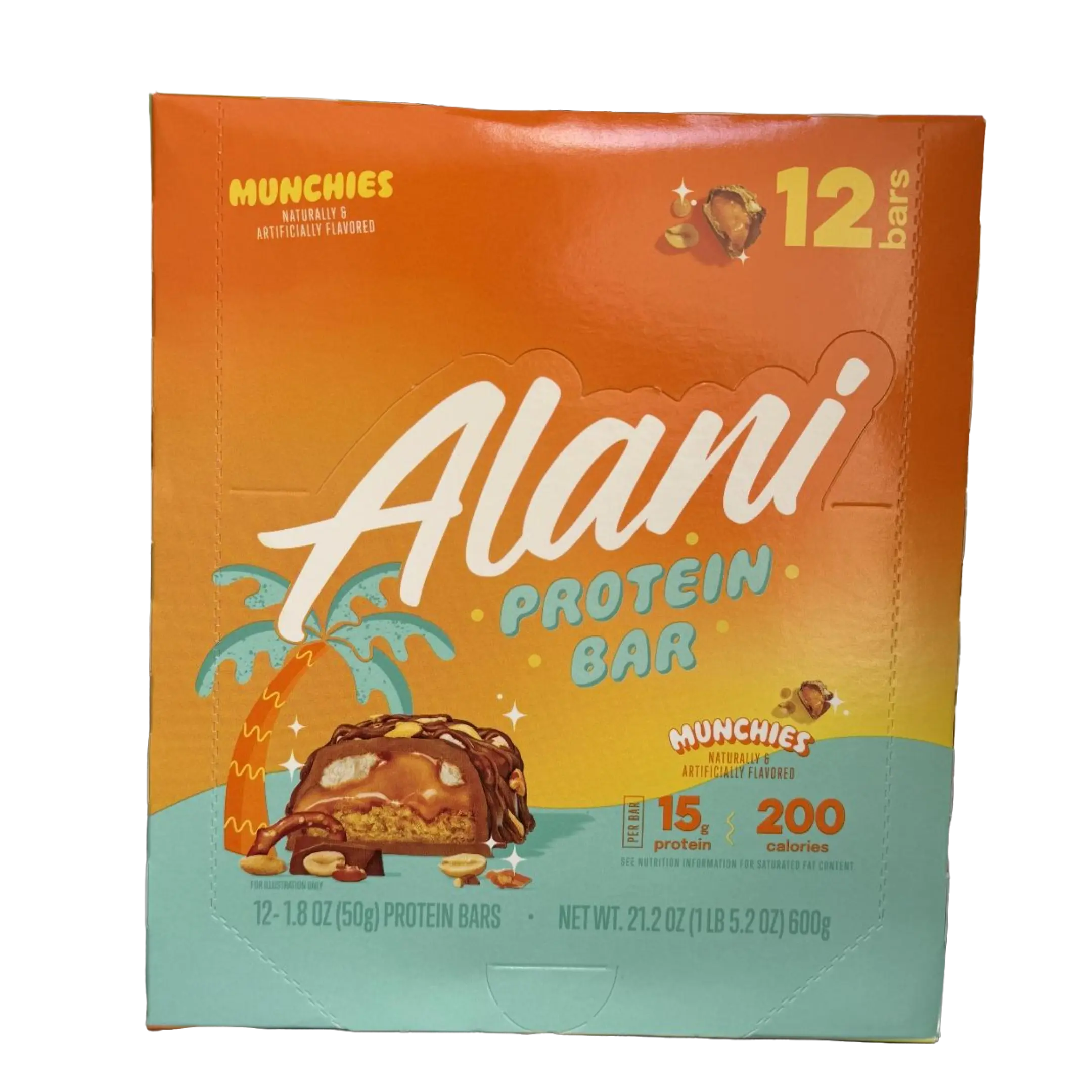Alani Nu Munchies High Protein Low Calorie Nutrition Bars, 12-Pack Box with Individually Packaged Single Serve Nutrition Bars