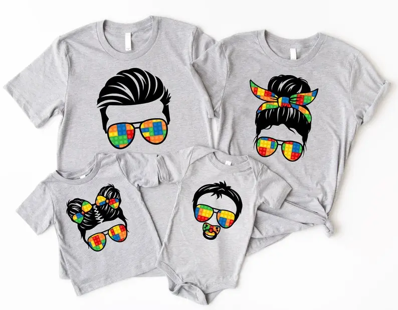 Bricks Funny Family Matching Shirt, Mom Dad Kid Baby Matching Tshirt,  Mommy and Me Matching Tee, Family Matching Shirt Gift