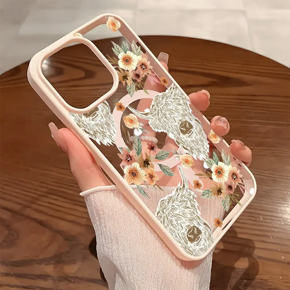 Premium Magnetic Phone Cases for iPhone11/12/13/14/15/16//17/Air/promax/Plus Bison Floral Symphony 2k cased MagSafe Ready, Anti-Fall, Springtok and Ultra-Thin Design | Perfect for Everyday Use Screen Protector Resistance