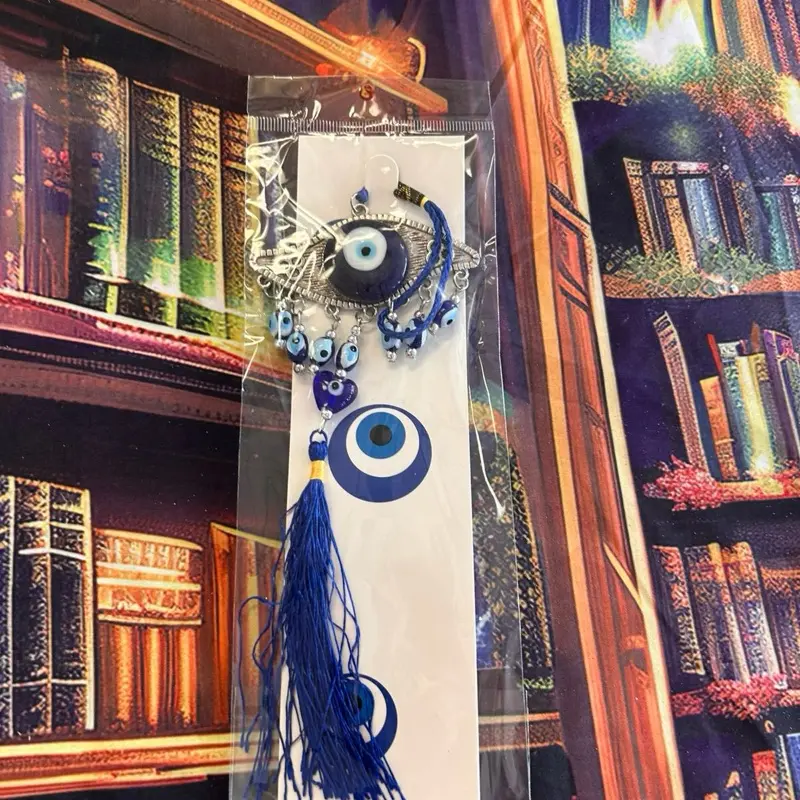 Evil Eye Door Hanger with Blue Tassel and Ornate Design - Decorative Accessory