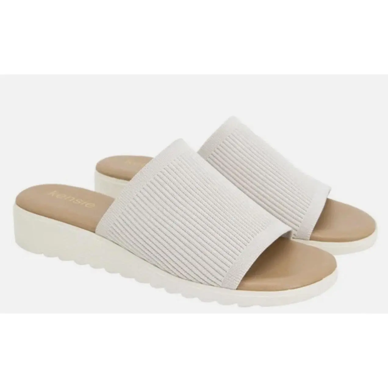 Kensie Women's Size 11, Knit Slip On Sandals, Beige, New (NO BOX)