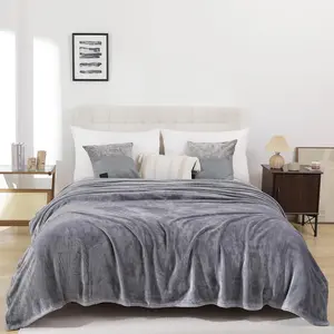 Blankets King Size for Grey, Plush Fuzzy Black Microfiber, 108x90 Inches, Super, Warm, Lightweight, Sofa, Couch, Travel, Camping, Seasons Suitable