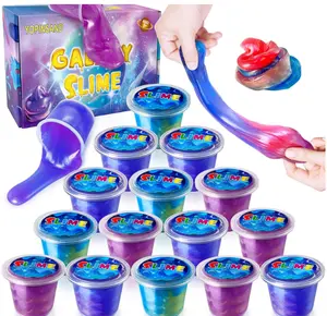 15 Pack Galaxy Slime Kit, Slime Party Favors for Kids, Stretchy & Non-Sticky Slime Pack, Slime Toy for Boys Girls 5-12