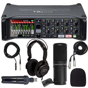Zoom F8n Pro Multitrack Field Recorder Bundle with Zoom ZDM-1 Mic Accessory, Headphones, Tripod, Windscreen, Cable, LCD Screen