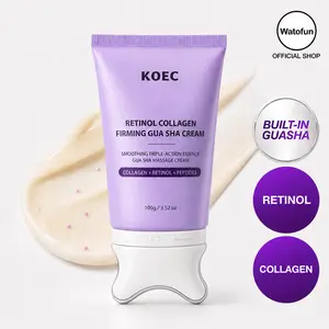 [NEW]Watofun 2-in-1 Retinol Collagen Firming Gua Sha Cream | Built-In Gua Sha Face & Neck Massager, 5-Minute De-Puffing & Lifting Massage Cream, Jawline Definer, Peptide + Retinol,Wrinkle Care,Plumping Elasticity,Neck & Décolleté Care,At-Home Spa Skincare