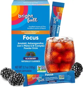 Brightfull Focus Nootropic Brain Supplement Powder, Adaptogen Drink Mix with Ashwagandha & Lion’s Mane for Mental Clarity and Concentration, 21 Sachets (105g) Daily Focus Support