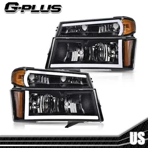 Fit For 04-12 GMC Canyon/Chevy Colorado LED DRL Headlights+Bumper Lights Black