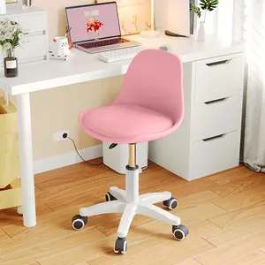 【Mother's Day】Small Desk Chair Cute Armless Task Vanity Chair with Soft Padded Cushion, Plastic Height Adjustable Home Office Chairs for Teens Girls