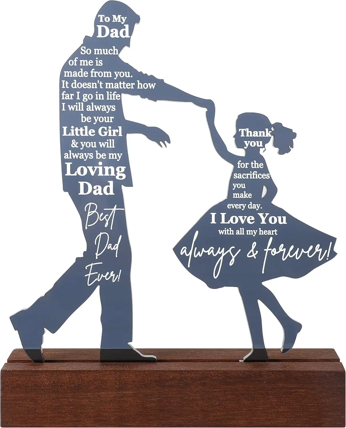 Sturdy Wooden Lightweight Acrylic Decorative Plaque Sign - Sentimental Dad, Stepdad Gift for Father's Day - Home Office Decoration, Desk Signs for Nightstand, Shelf Keepsake from Daughters
