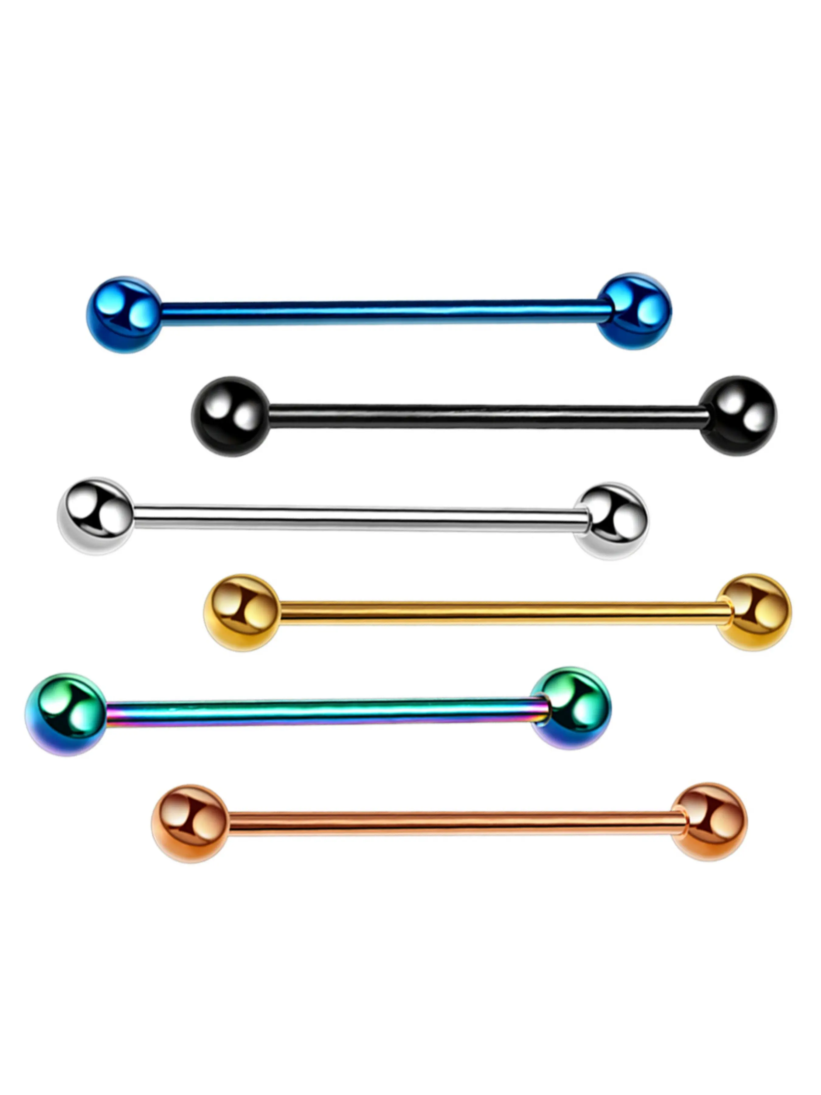 2pcs/lot Stainless Steel Industrial Barbell Earrings Piercing Long Bar Cartilage Ear Scaffold Helix Piercing Body Jewery Earring Stacking Set Stackable Earrings Body Jewelry