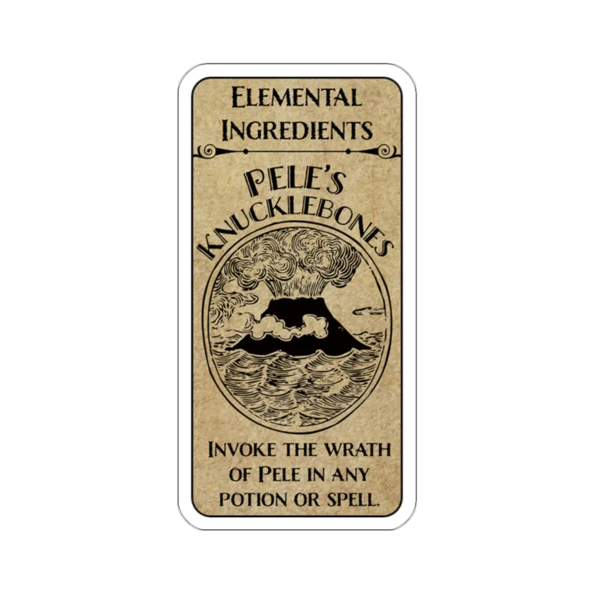 Pele's Knucklebones Apothecary Label