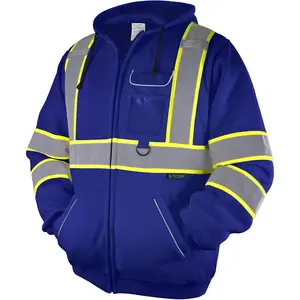 Safety Hoodie Jacket, High Vis Reflective Safety Fleece Hoodie, PPE Gear for Cold Weather