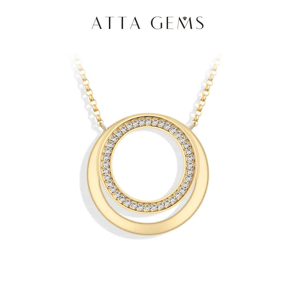 ATTAGEMS Round Shape Lab-Created Moissanite Necklace Pendant for Women Real S925 Sterling Silver Luxury Birthday Anniversary Wedding Daily Engagement Gift Fine Jewelry N054, Necklaces For Women summerwins,summerwins