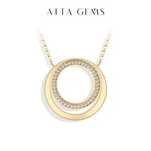 ATTAGEMS Round Shape Lab-Created Moissanite Necklace Pendant for Women Real S925 Sterling Silver Luxury Birthday Anniversary Wedding Daily Engagement Gift Fine Jewelry N054