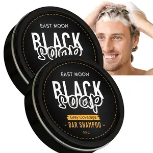 East Moon Black Hair Darkening Soap Bar for Men's Grey Coverage 50g Compressed Shampoo Conditioner Haircare Pack of 5/10/15 Anti-Dandruff