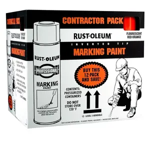 Rust-Oleum Professional Marking Paint Contractor Pack 15-Ounce Fluorescent Red-Orange 12-Pack for Effective Application and Durable Quality