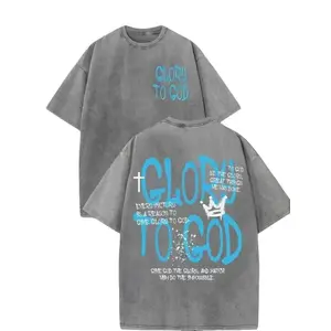 Women's 100% Cotton Short-Sleeve Loose Vintage Streetwear Tee, Breathable Casual Religious "Glory to God" Cross Crown Print Daily Wear,summervibes
