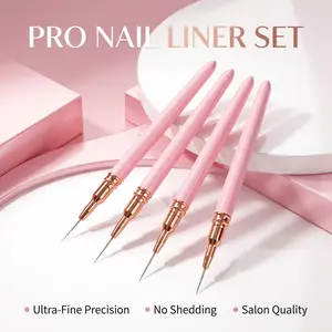 Fine Nail Brush Set 5 Pieces, Ideal for Gel Polish Painting and Manicure, 5 Sizes (4/8/12/20/25mm), Acetone-Free