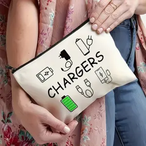 Charger Makeup Bag for Teens & Women, Cosmetics & Toiletries Organizer, Ideal Gift for Travel, Birthdays, Christmas, Travel Cosmetic Bags, Travel Beauty Bag, Cosmetic Pouch, Travel Essentials