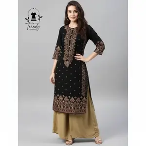 Vibrant A-Line Kurti with Palazzo Bottoms