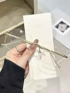 Unisex Metal Frameless Fashion Photochromic Flat Glasses, Stylish Color-Changing Eyewear for Men and Women, Universal Fit Sunglasses, Anti Blue Glasses