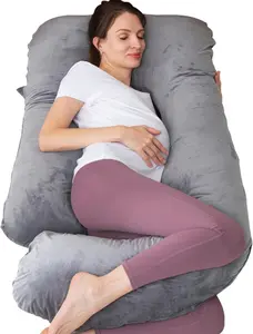 Pregnancy Pillow, U Shaped Full Body Pillow for Maternity Support, Sleeping Pillow with Cover for Pregnant Women (Dark Grey)