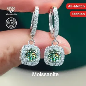 Moissanite 925 Sterling Silver 1 Carat Blue-Green Earrings with 3g Weight for Versatile Fashion, Perfect for Everyday Wear and Holiday Celebrations