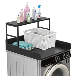 Laundry Countertop 27.5" with 2-Tier Shelf Anti-Slip Strips Edge Rails & 3.0M Silicone Strip for Washer Dryer Topper Storage Organizer, Modular, Storage Space