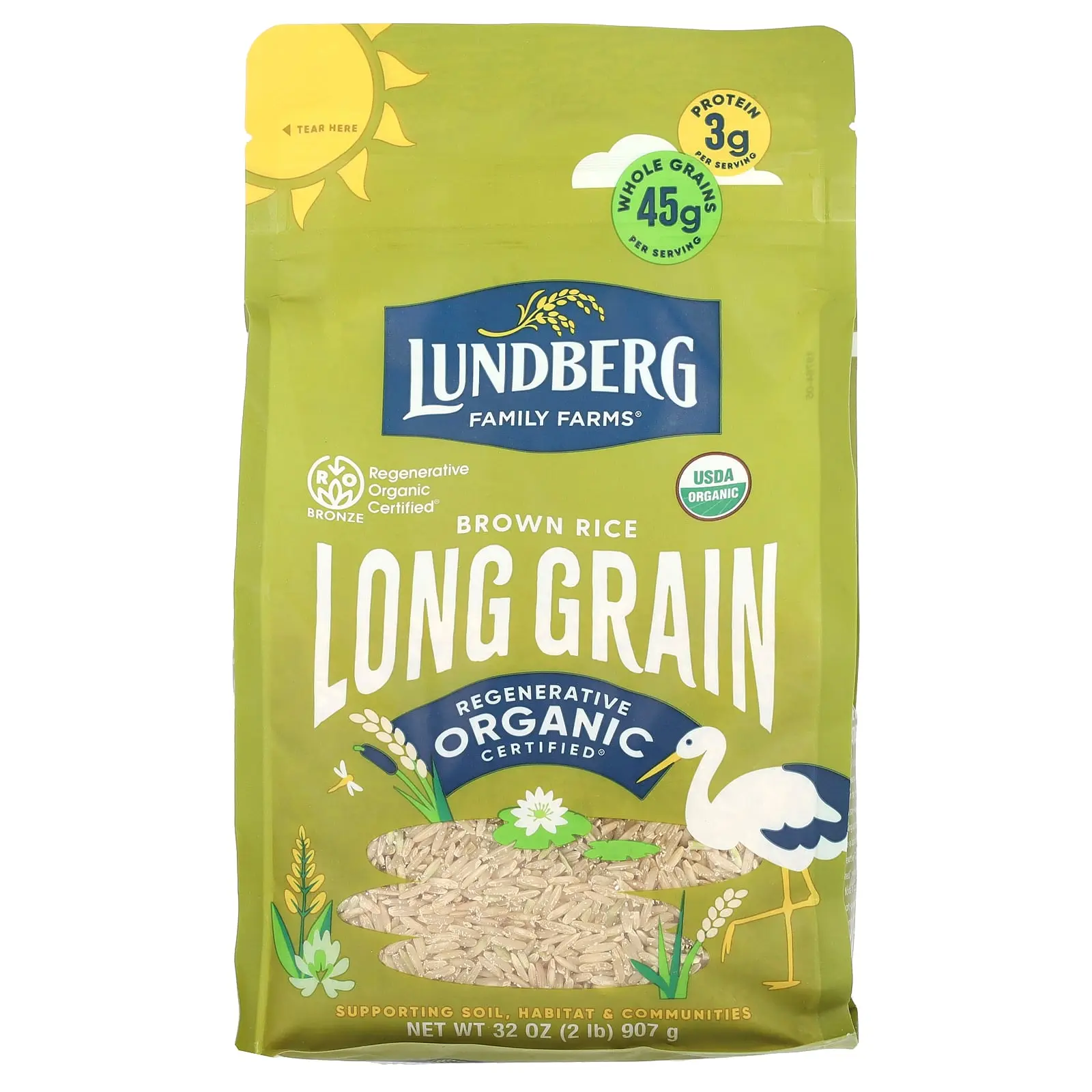 Lundberg Organic Brown Rice, Long Grain, 32 oz (907 g)