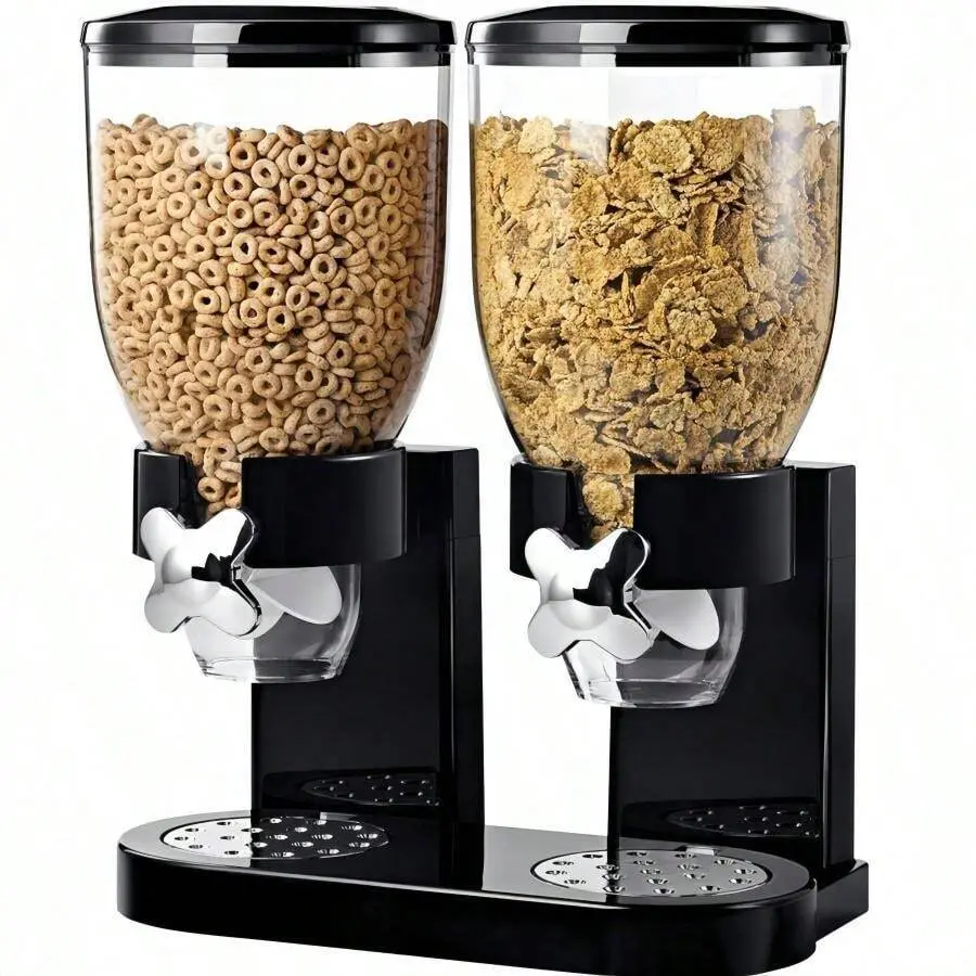 Multicolor Double-Barrel High-Capacity Food Dispenser with Storage Container - Smart Distribution System for Kitchen Organization, Ideal for Oatmeal, Cereal, Bulk Foods