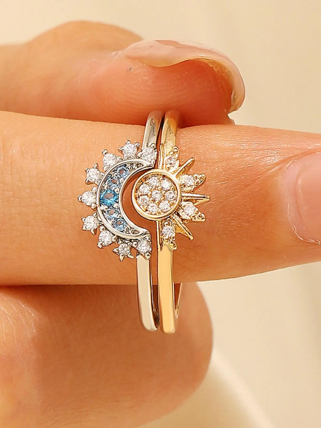 Elegant Zirconia Couple Ring Set, Stunning Ring Set, Adjustable Open Design, Perfect Gift for Anniversaries & Special Occasions, Anniversary Ring, Stylish Jewelry Accessories, Unique Rings, Statement Rings, Adjustable Rings, Beautiful Rings