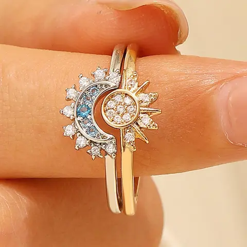 Elegant Zirconia Couple Ring Set, Stunning Ring Set, Adjustable Open Design, Perfect Gift for Anniversaries & Special Occasions, Anniversary Ring, Stylish Jewelry Accessories, Unique Rings, Statement Rings, Adjustable Rings, Beautiful Rings