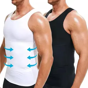 2 Pack Menswear Compression Tank Top Body Shaper for Workout  Fitness Lightweight  Breathable Athletic Style Activewear Shapewear Smooth Fabric Shirt Soft Sleeveless Nylon Elegant Tummy Vest Sports Sauna Vest